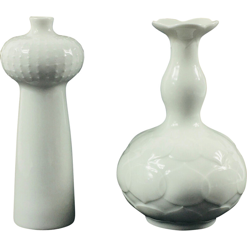 Par de vasos de porcelana branca vintage de Ludwig Zepner para Meissen,  Alemanha, anos 60
