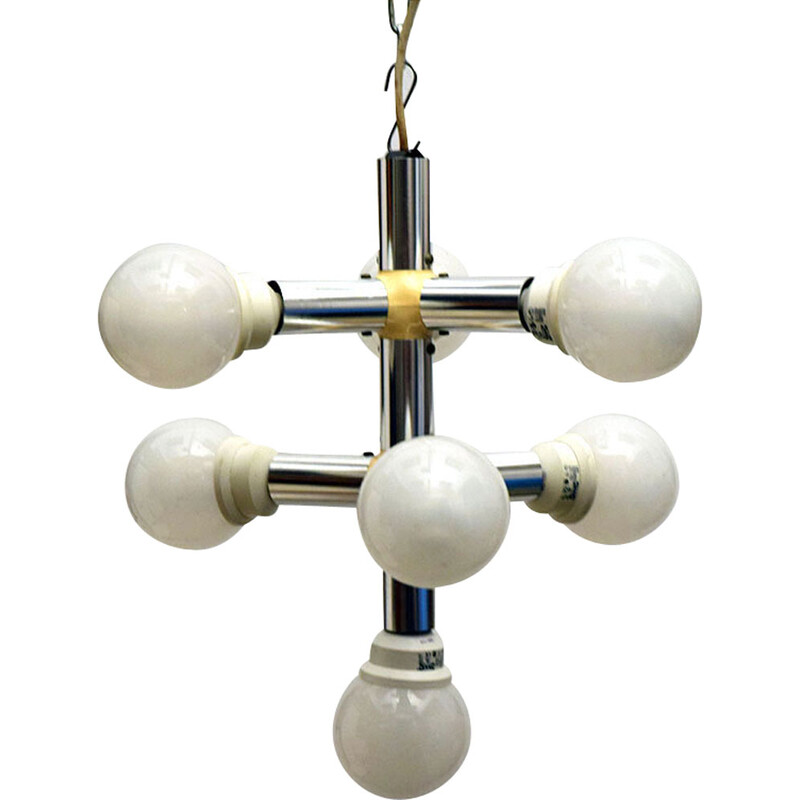 Vintage atomic chandelier by Trix and Robert Haussmann for Swisslamp, 1960