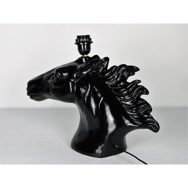 Lampe en forme de tête de cheval vintage en céramique, 1980