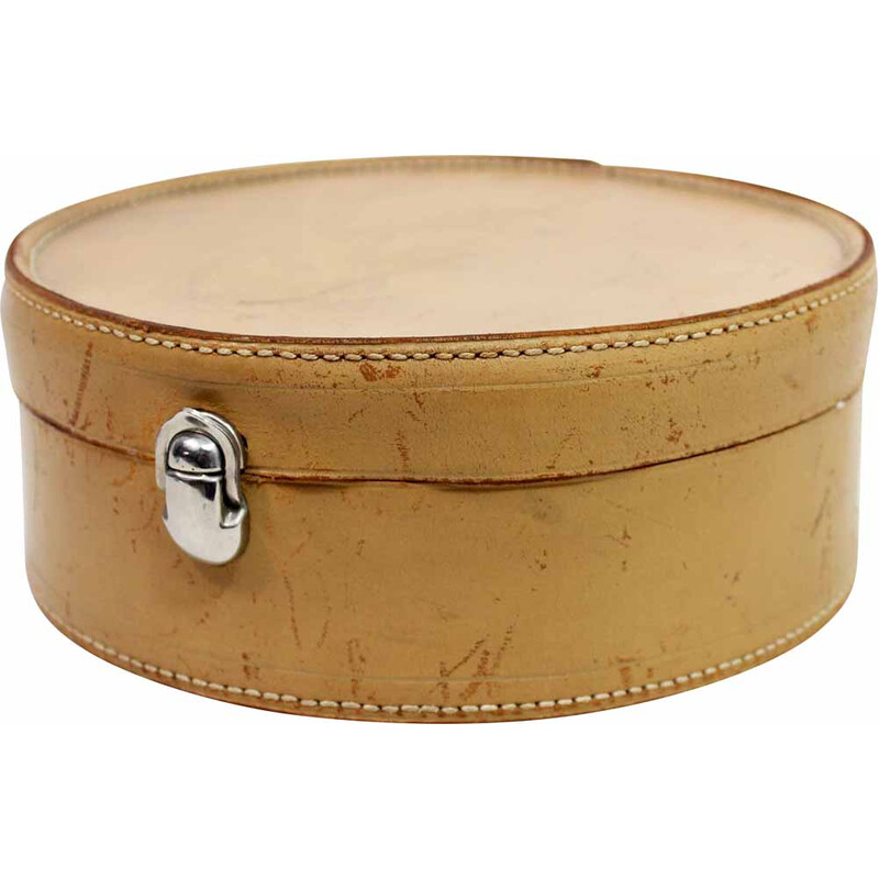 Boîte à chapeau vintage en cuir et carton