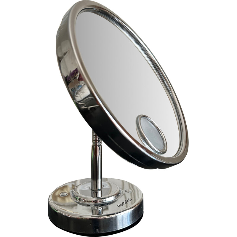 Vintage chrome-plated metal mirror by Babyliss, 1980