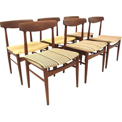 Set of 6 vintage teak and fabric chairs for Vejle Stol and Møbelfabrik,  Denmark 1960