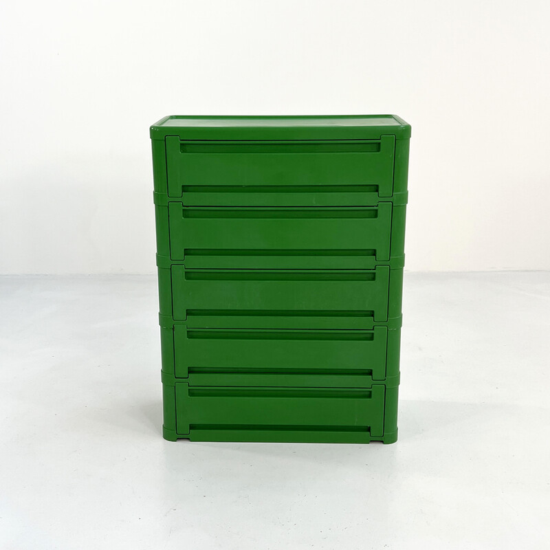 Vintage green plastic model "4964" chest of drawers by Olaf Von Bohr for  Kartell, 1970