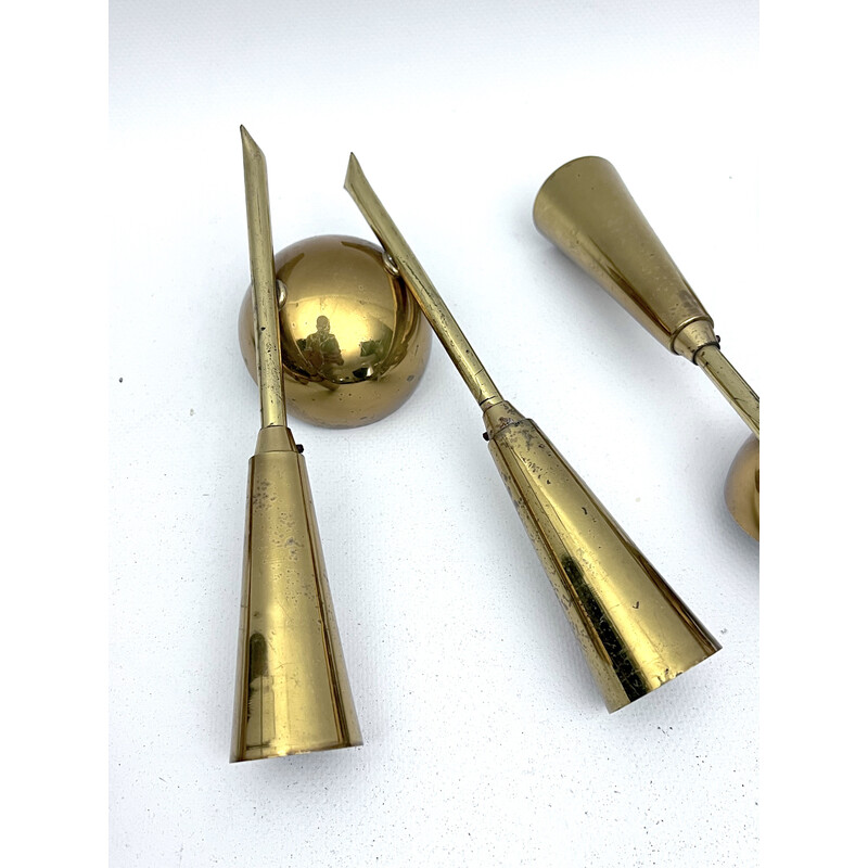 Vintage Brass Trumpet-Shaped Candle Holders | Mid-Century Decor