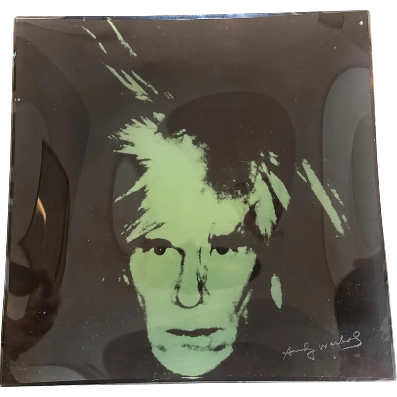 Viereckiges, gebogenes Glastablett von Rosenthal für Andy Warhol, 1990