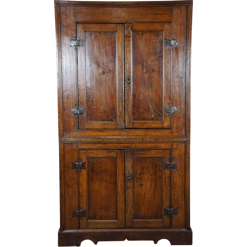 Vintage 4-door wardrobe in solid oak