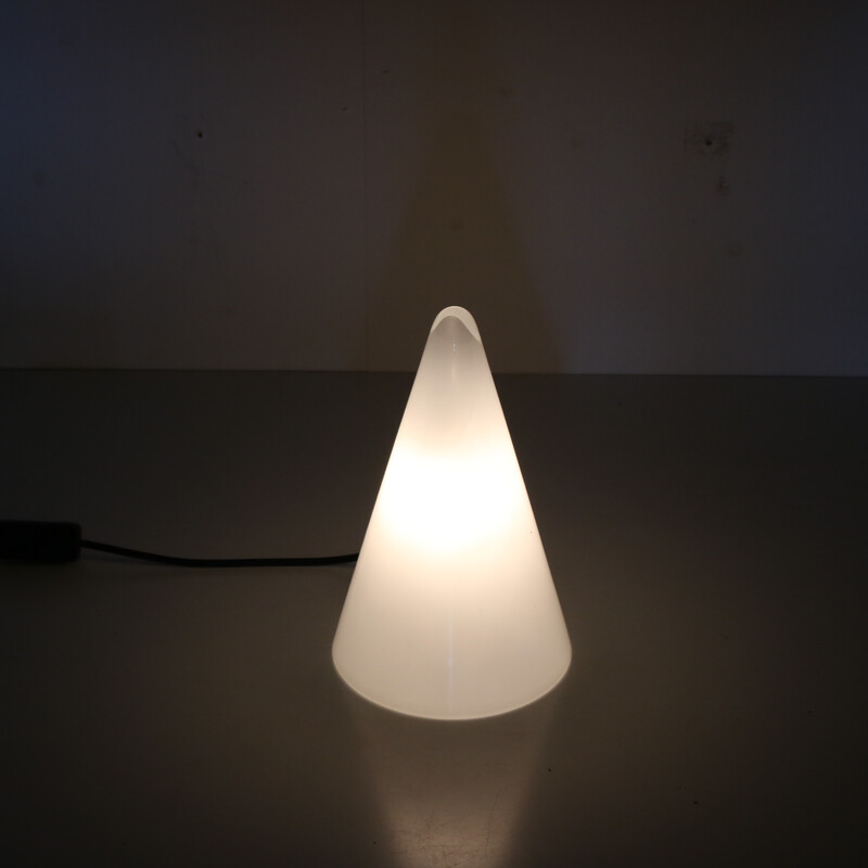 Vintage white glass Teepee table lamp by SCE, France 1970