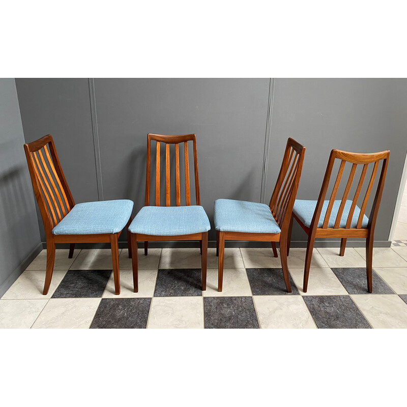 4 Esszimmerstühle aus Stoff für G-plan, blauem 1960