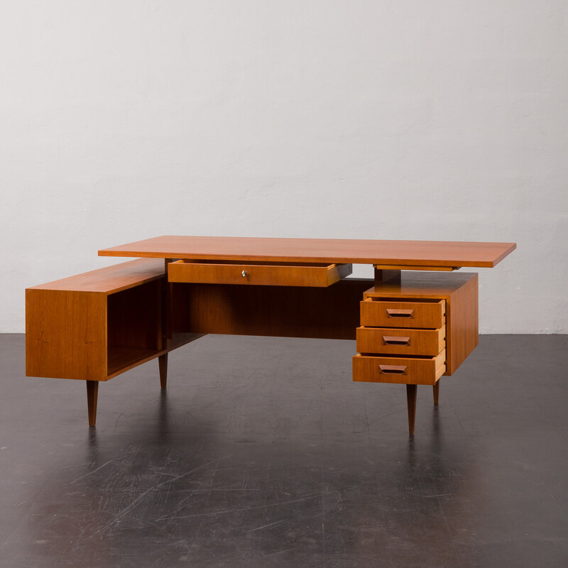 Vintage teak L-vormig bureau van Joseph Bachleitne, Duitsland 1970
