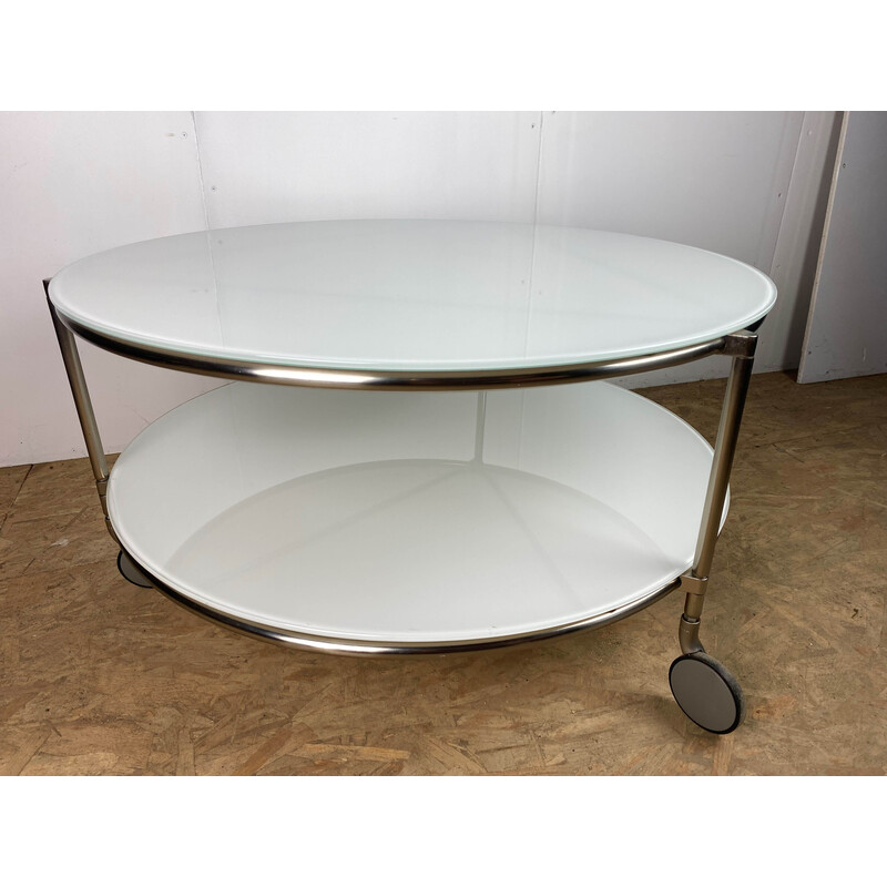 Tavolino vintage bianco in acciaio nichelato di Ehlen Johansson per Ikea