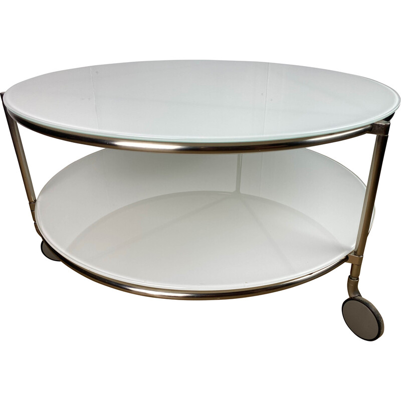 Tavolino vintage bianco in acciaio nichelato di Ehlen Johansson per Ikea