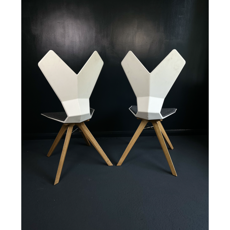 2 Stühle 'Y' aus massiver Eiche und Nylon von Tom Dixon