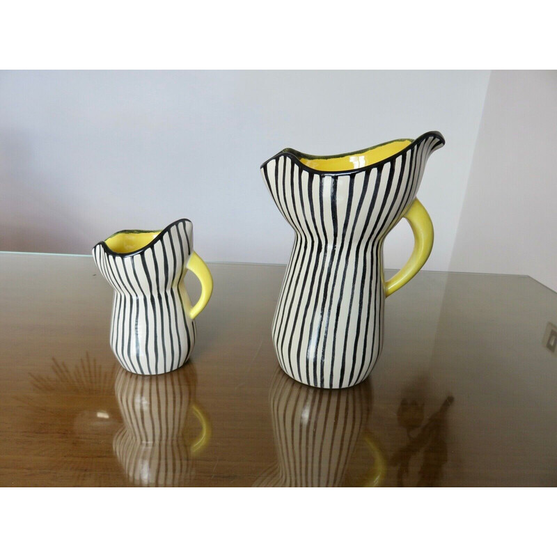 Pair of vintage ceramic pitchers by Gabriel Fourmaintraux, France 1950