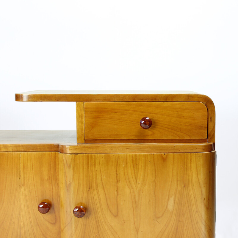 Par de mesas de cabeceira de carvalho Art Deco vintage, Checoslováquia 1930