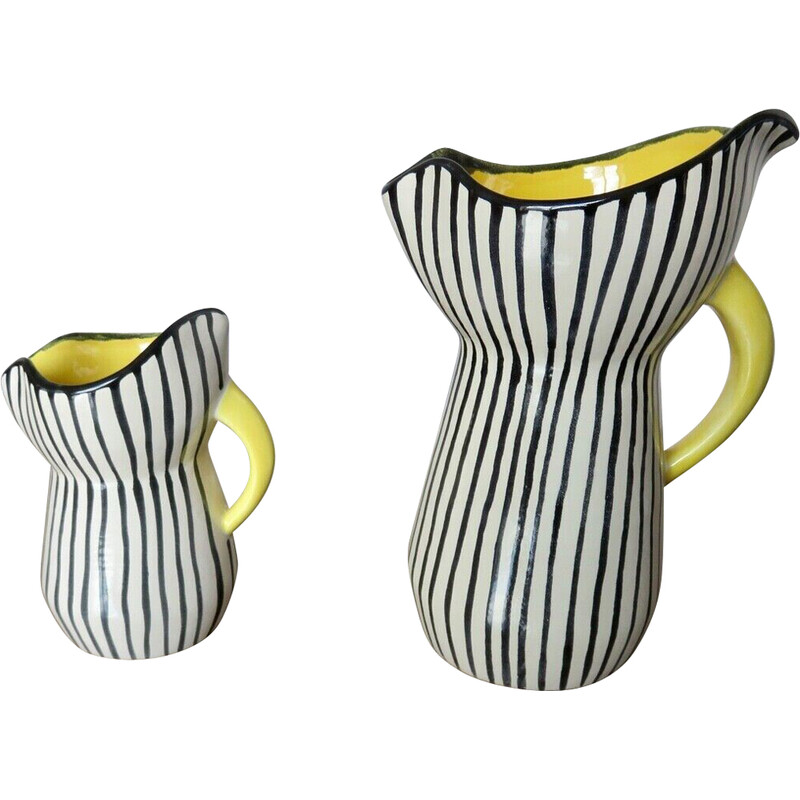 Pair of vintage ceramic pitchers by Gabriel Fourmaintraux, France 1950