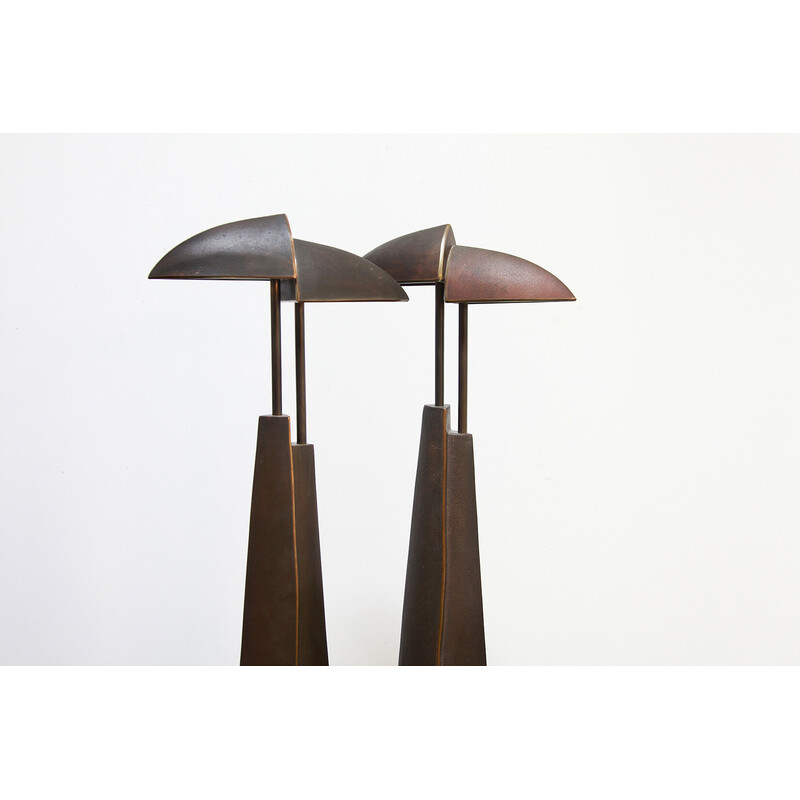 Coppia di lampade da tavolo vintage Ara in bronzo massiccio di Mies e Van  Gessel per