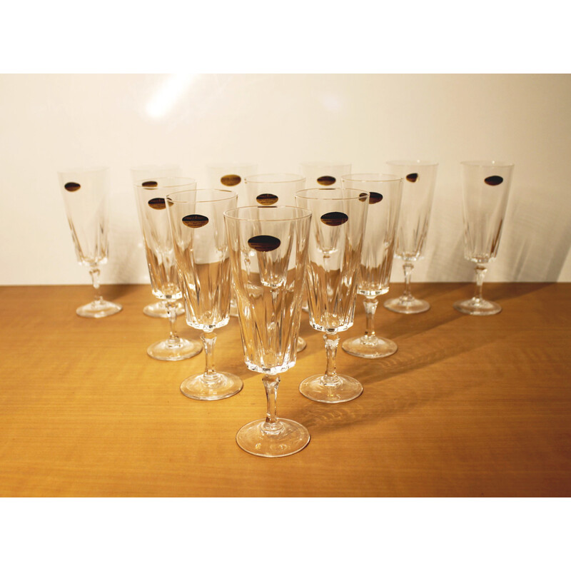 Set di 12 flûte da champagne vintage "Versailles" in cristallo Arques, 1970