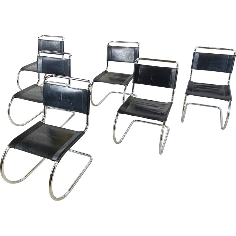 Conjunto de 6 cadeiras vintage Modelo S533 de Mies Van Der Rohe para  Thonet, 1970