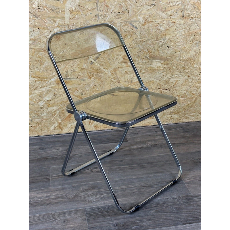 Chaise pliante vintage en métal et plexiglas par G.Piretti pour Castelli  Plia, Italie 1970