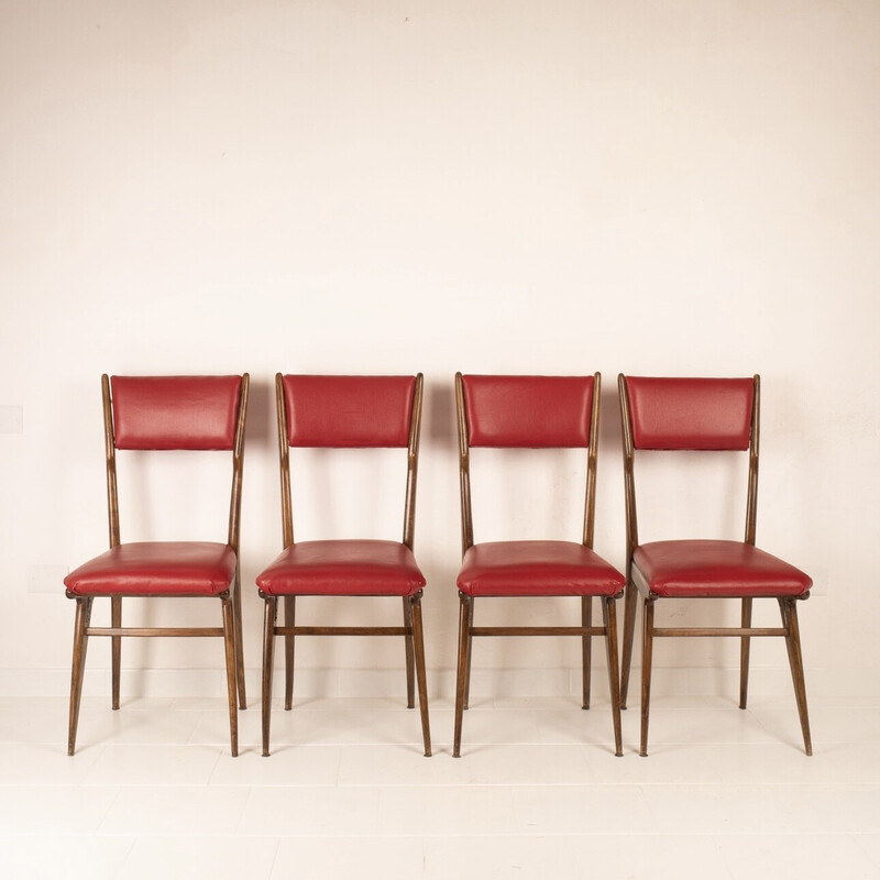 Set di 4 sedie vintage in legno di faggio di Carlo de Carli per Cassina,  1950