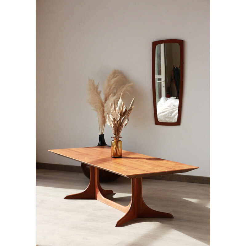 Vintage rectangular coffee table in solid teak, 1960