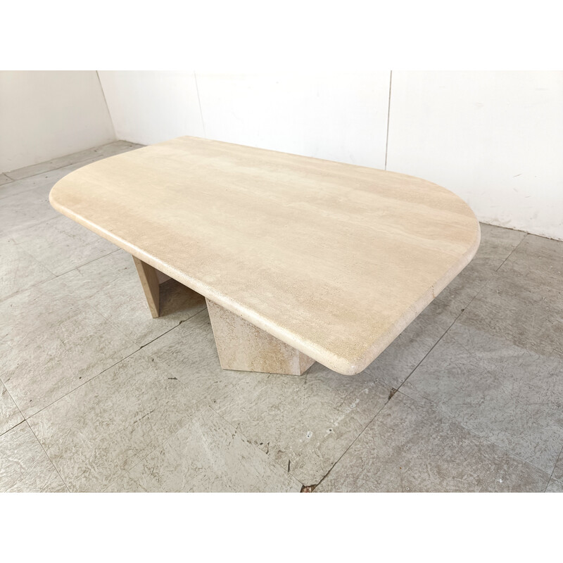 Vintage travertine coffee table for Roche Bobois, France 1970