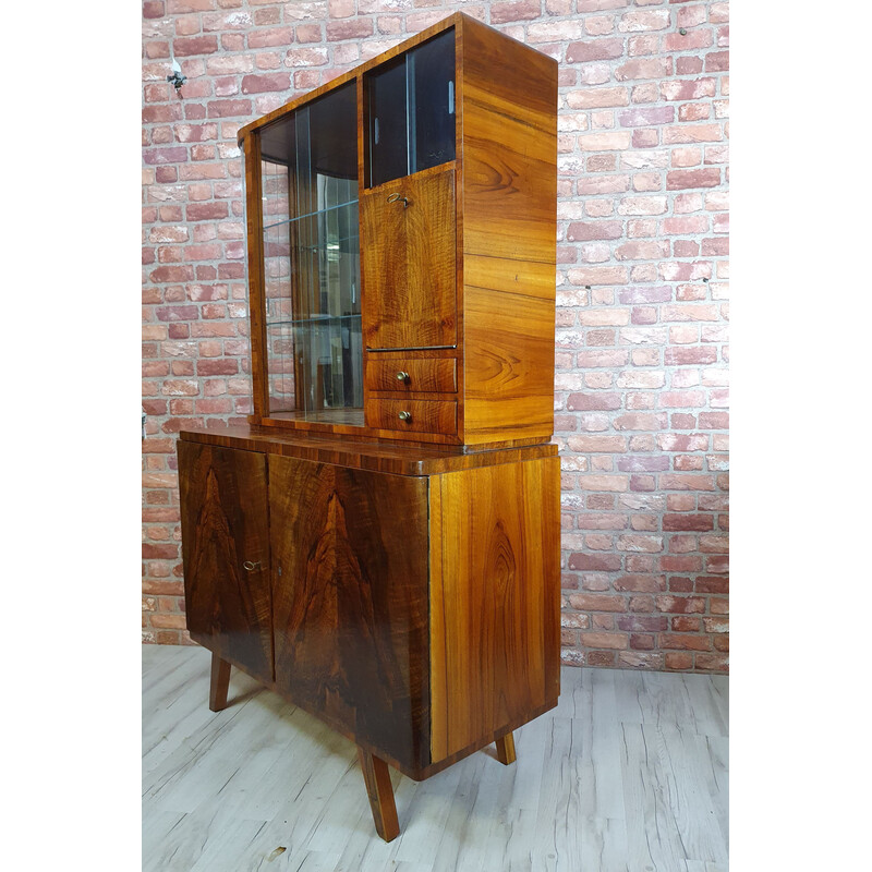 Vintage Art Deco sideboard in coniferous wood and walnut, Poland 1940