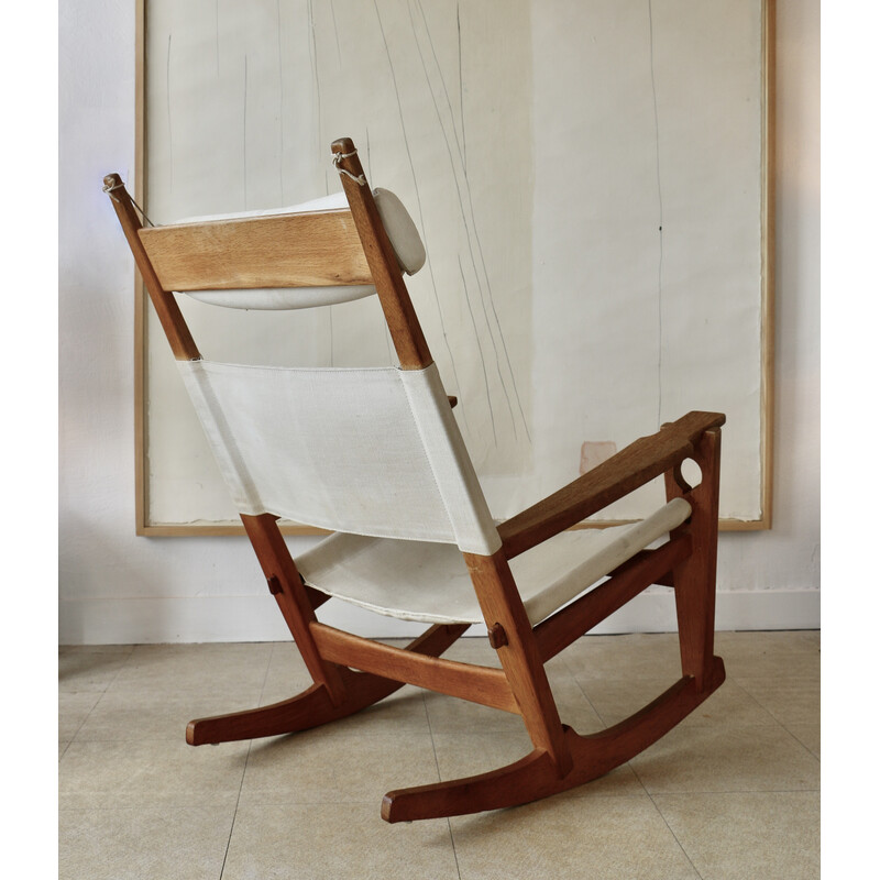Vintage "Keyhole" rocking chair in oak wood by Hans J Wegner for Getama,  Denmark 1960