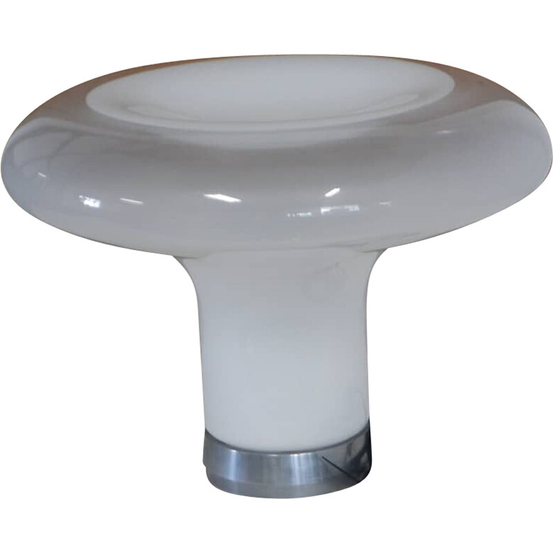 Lampe de table vintage champignon en verre de Murano et métal par Angelo  Mangiarotto pour Artemide,