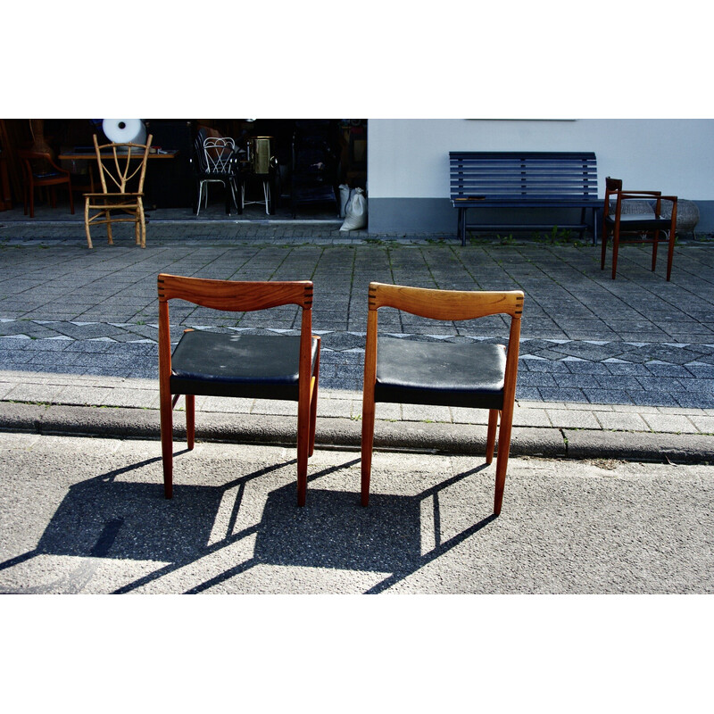 Ein Paar Vintage-Stühle aus Teakholz und schwarzem Leder von Hw Klein für  Bramin, Dänemark 1960