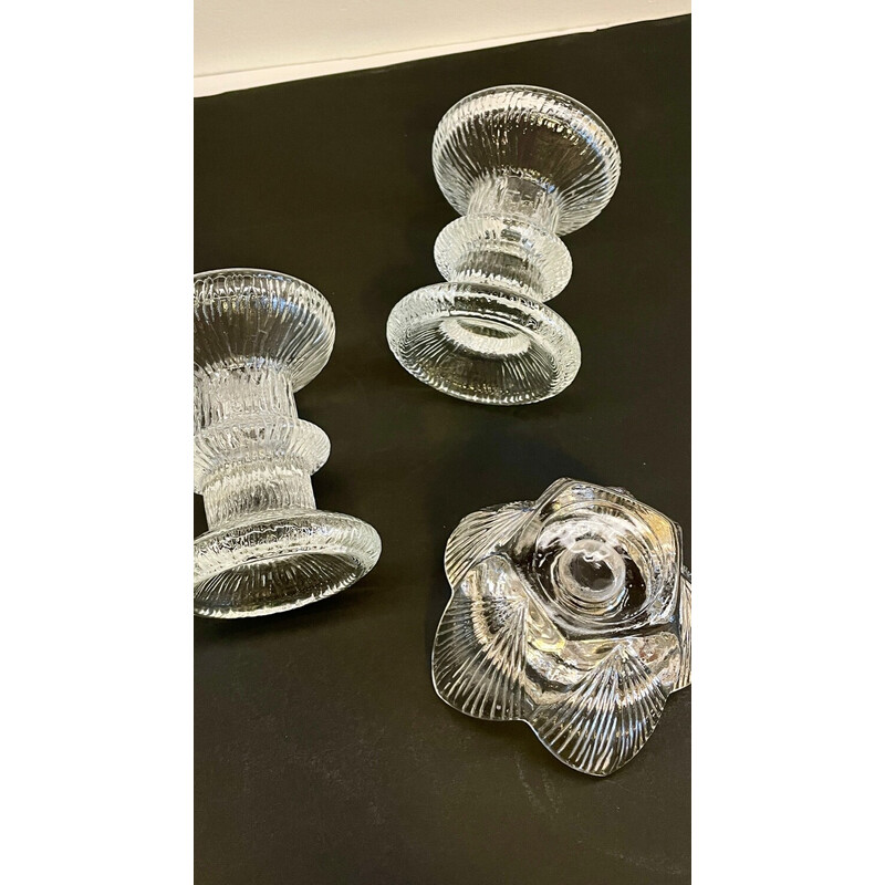 Set van 3 vintage kristallen kandelaars, Frankrijk