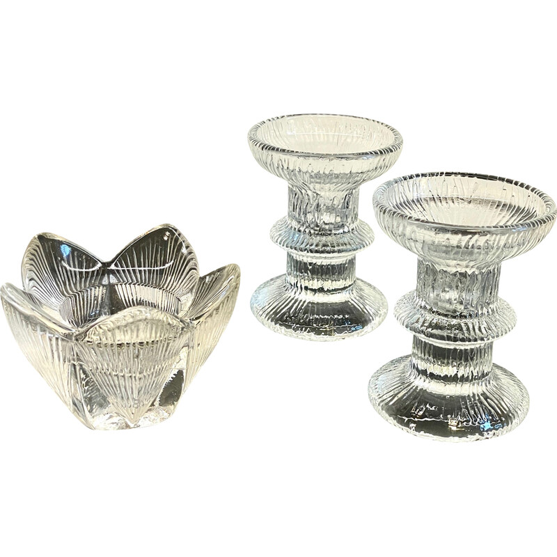 Set van 3 vintage kristallen kandelaars, Frankrijk