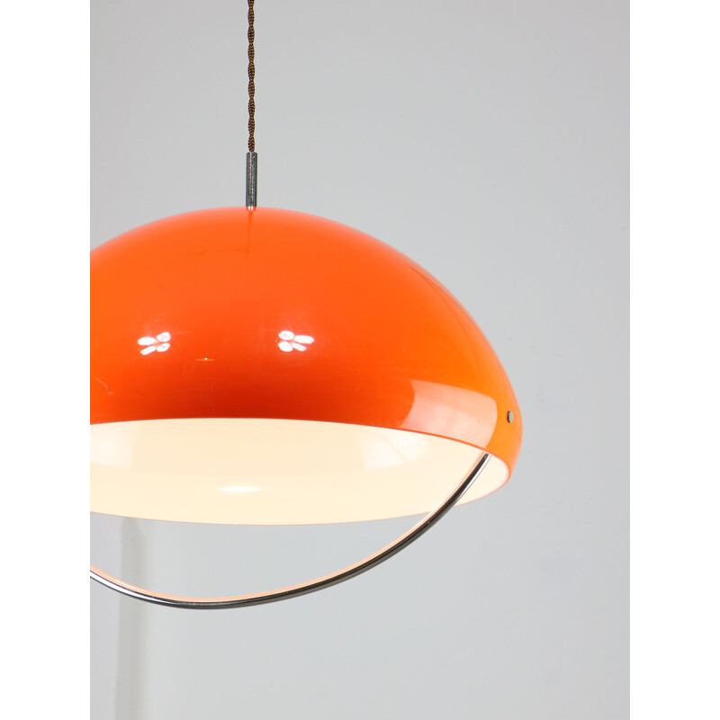 Vintage Space Age pendant lamp in Orange acrylic glass, Italy 1970