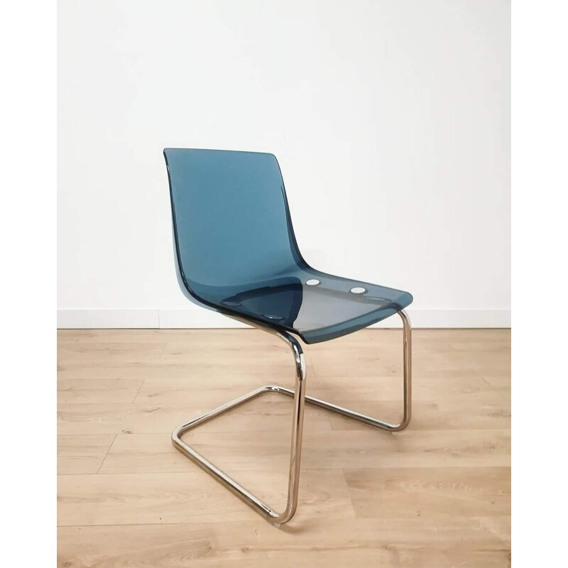 Makkelijk te begrijpen legaal Handvol Set van 4 vintage Tobias stoelen van plexiglas en aluminium van Carl  Ojerstam voor Ikea, 1990