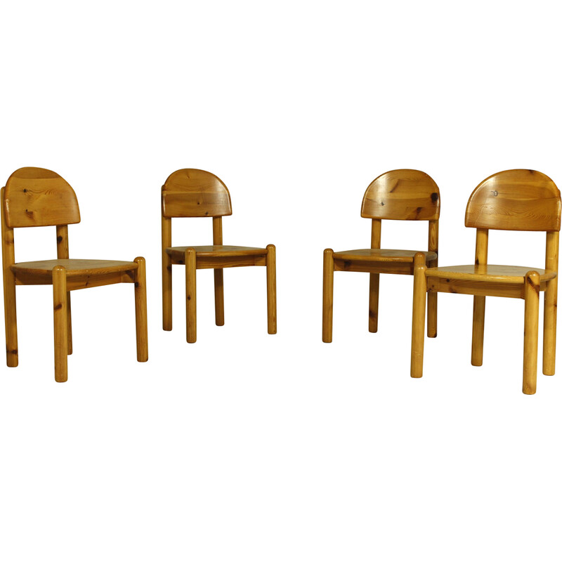 Set di 4 sedie da pranzo vintage in legno di pino di Rainer Daumiller, 1970