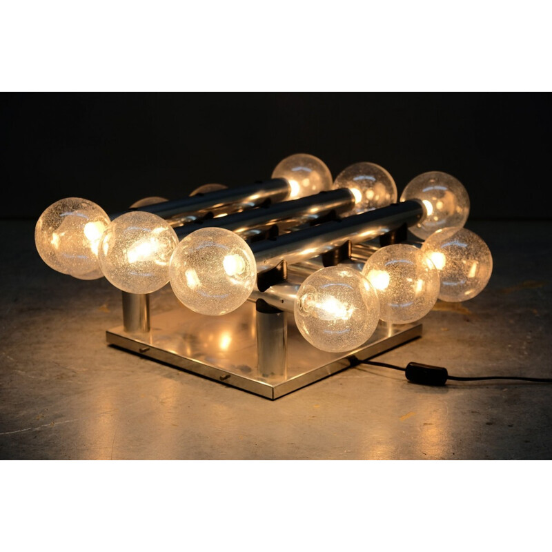 Lampada atomica vintage in alluminio e vetro di Trix e Robert Haussmann per  Lampes Iinternationales Suisses,