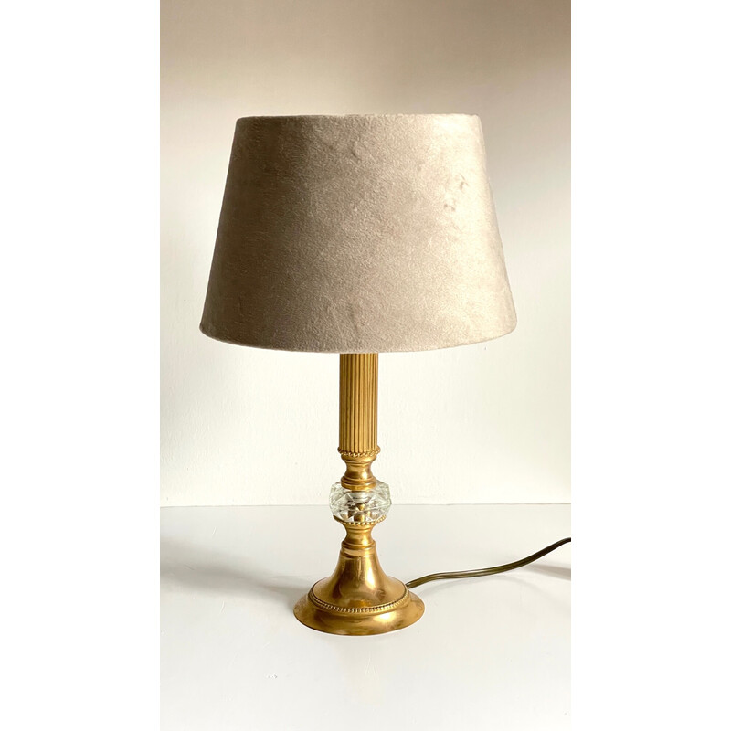 Vintage-Lampe aus vergoldetem Metall und Kristall