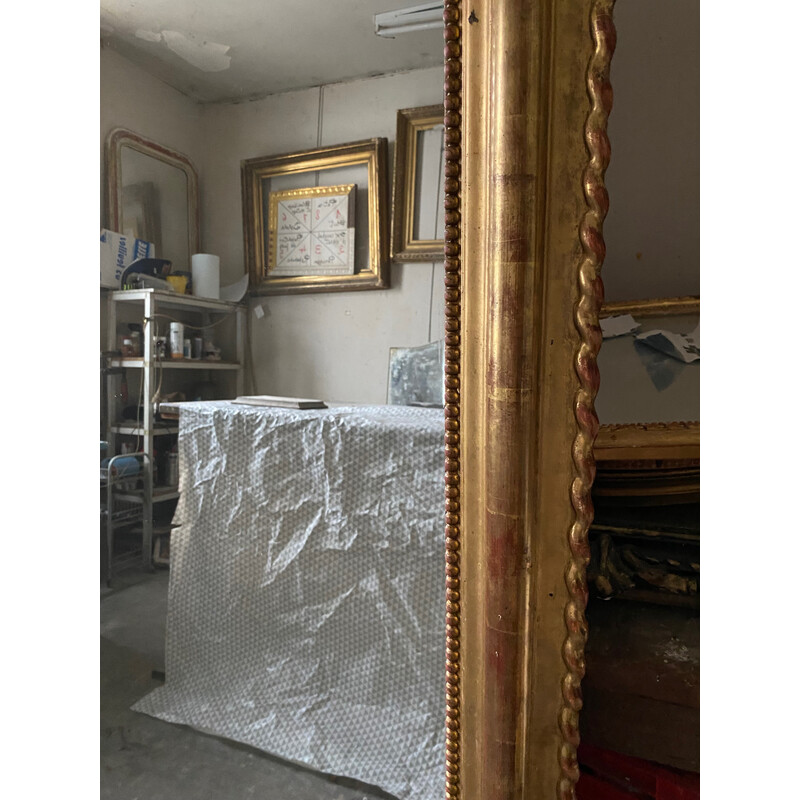 Specchio dorato rettangolare vintage di Louis-Philippe