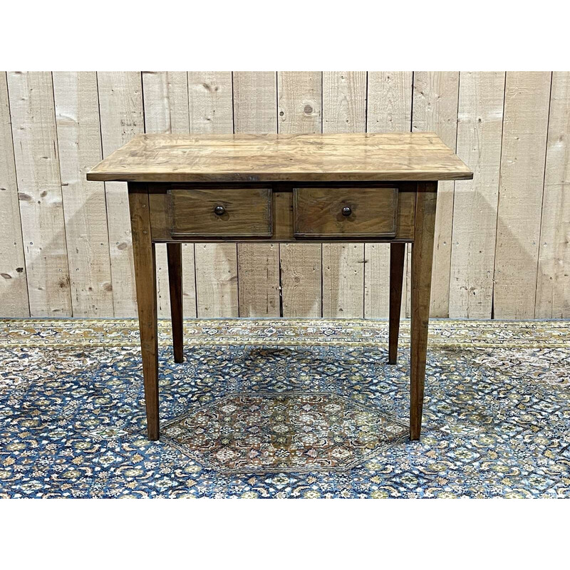 Mesa de escritorio vintage de madera de cerezo de 2 cajones
