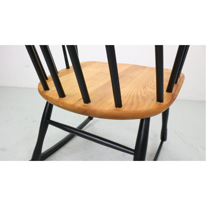 Vintage Grandessa rocking chair in black lacquered beech by Lena Larsson for Nesto, Sweden 1958