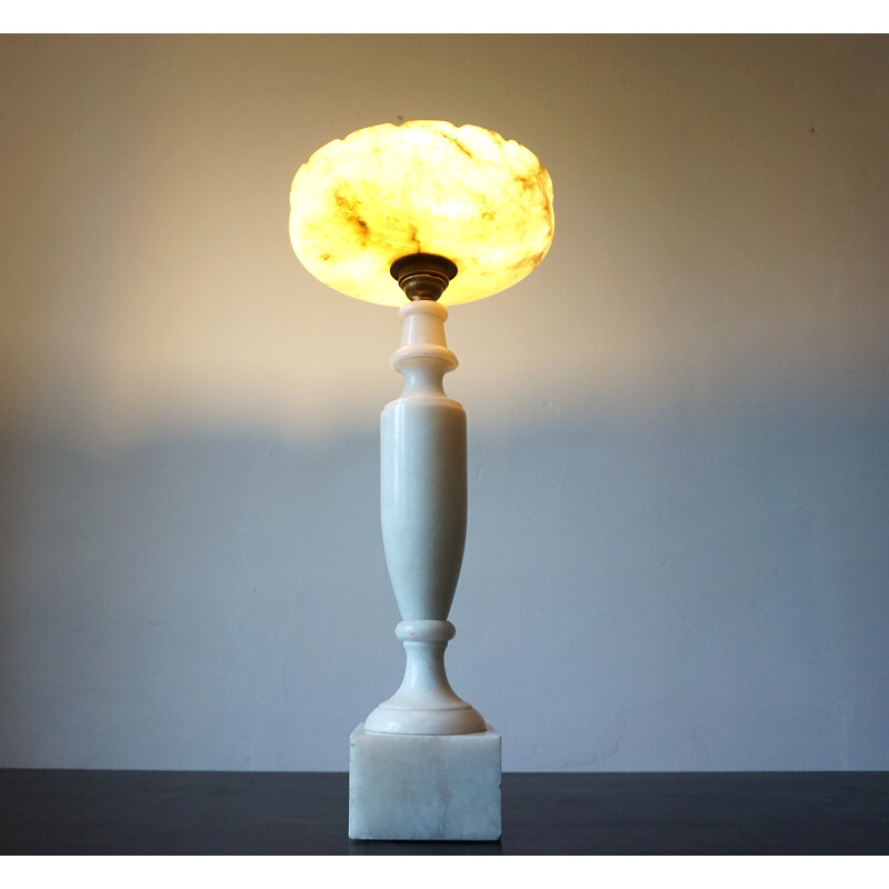 Lampada da tavolo vintage con base in marmo, Francia 1900