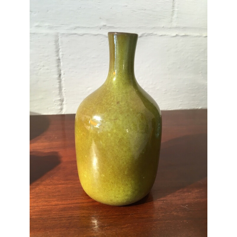 Vase vert vintage par Jacques et Dani Ruelland - 1960