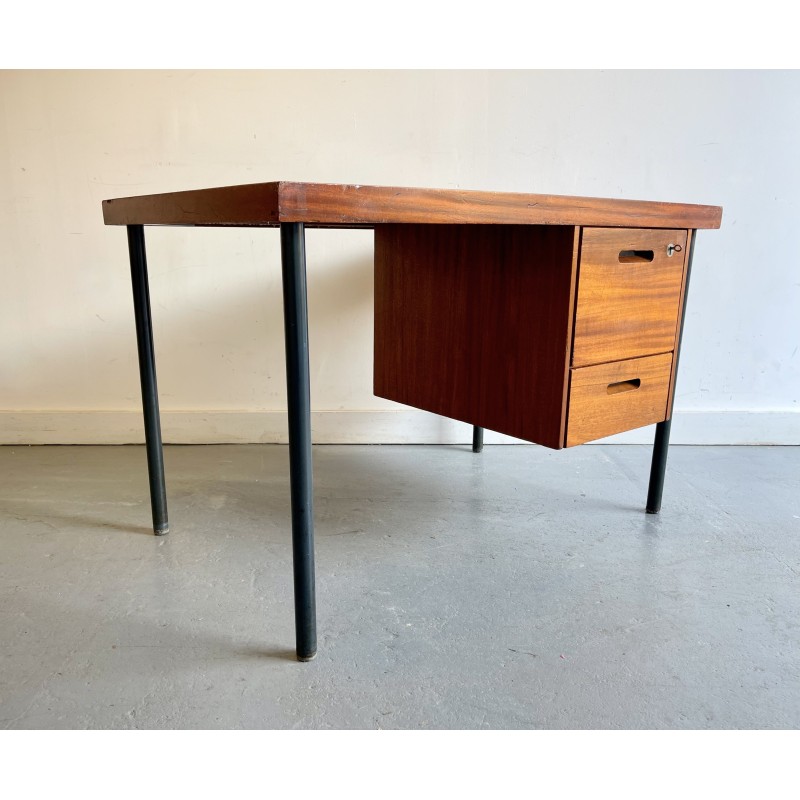 Scrivania vintage in teak e metallo con cassetti, 1970