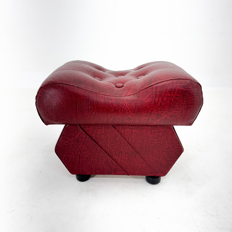 Vintage faux leather stool, Czechoslovakia 1970