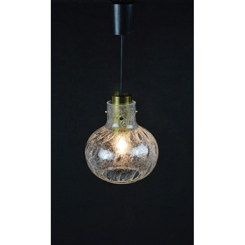 Vintage thick glass pendant lamp, 1970