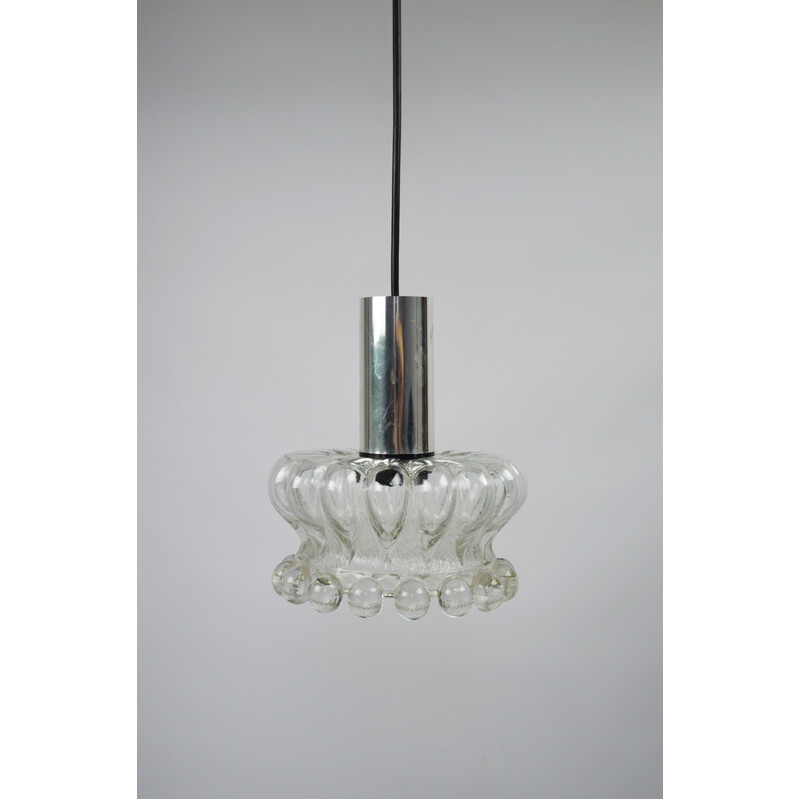 Vintage pendant lamp in thick glass with decorative balls, 1970