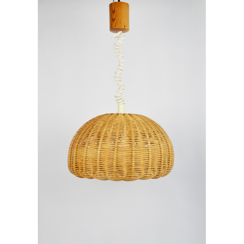 Vintage wicker lamp with regulation, 1970