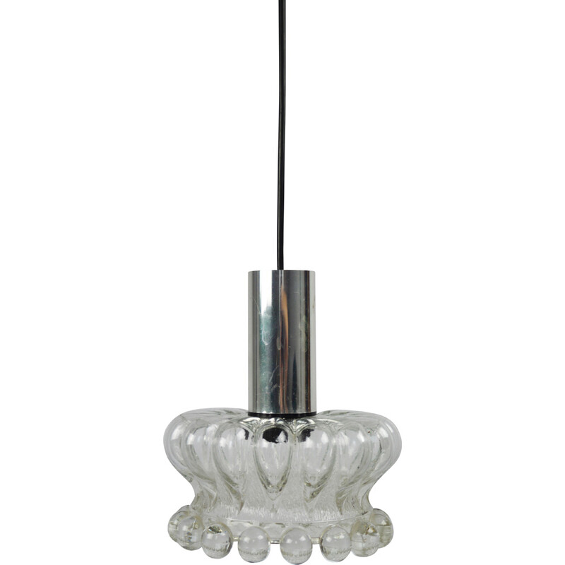 Vintage pendant lamp in thick glass with decorative balls, 1970