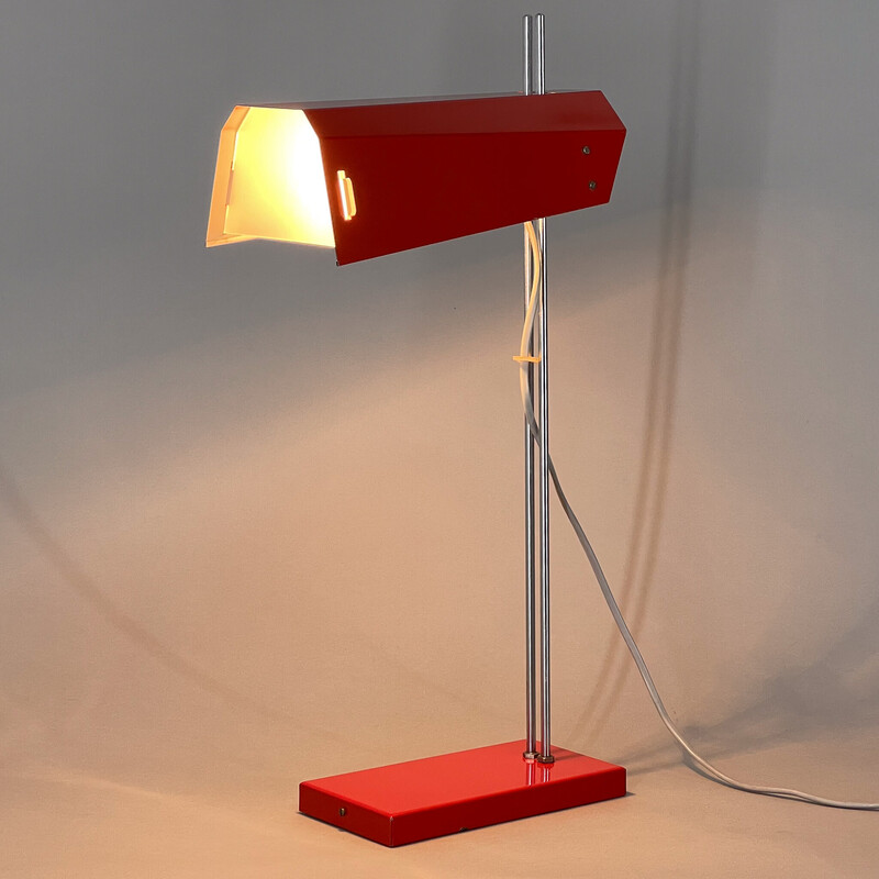 Vintage adjustable chrome and metal table lamp for Lidokov, Czechoslovakia 1970