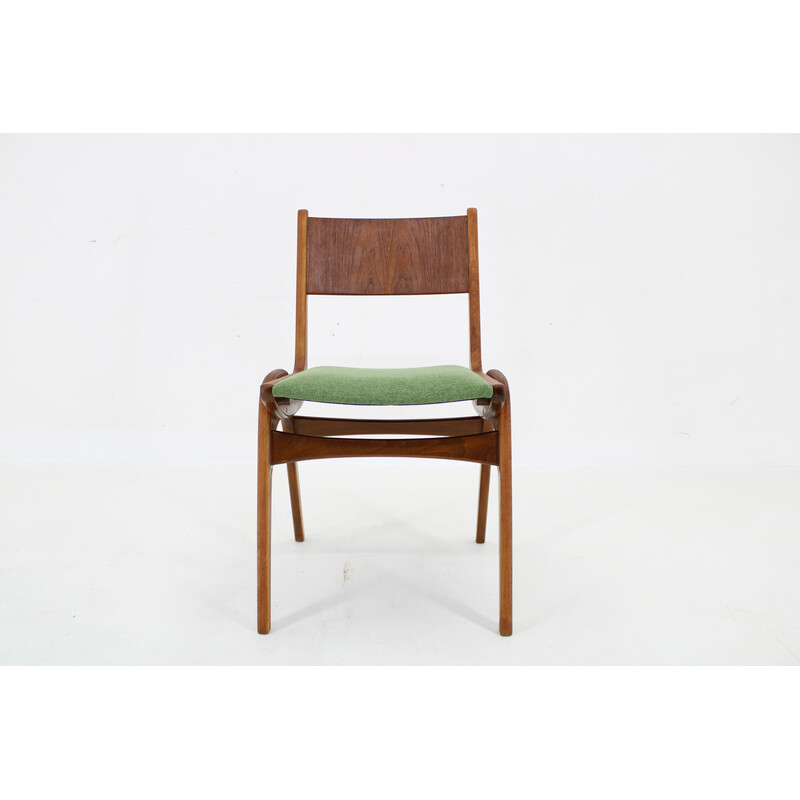 Together 5 vintage dining chairs in beech and teak, Denmark 1960